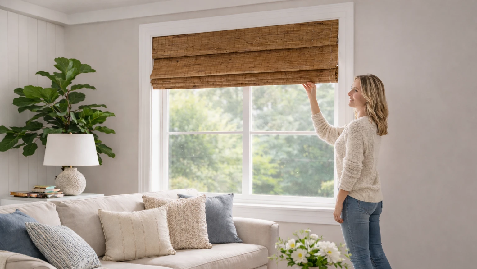 Cordless Bamboo Roman Shade