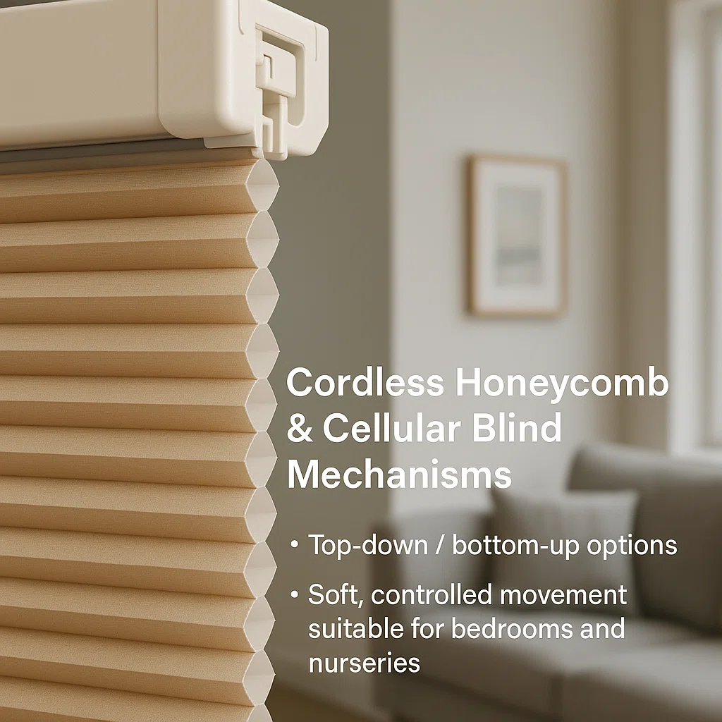 Cordless Honeycomb & Cellular Blind Mechanisms Cordless Honeycomb & Cellular Blind Mechanisms