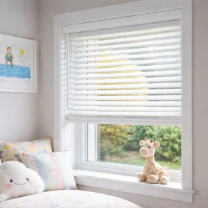 Faux Wood Blind in Bedroom