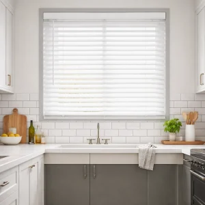 Faux Wood Blind in Kitchen