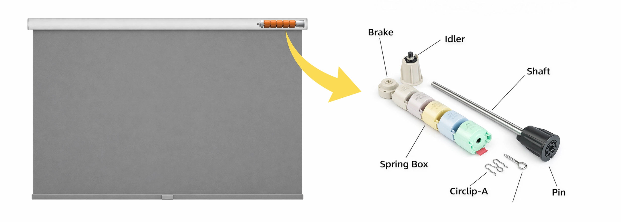 R38L Spring Lift Mechanism for Cordless Roller Shades R38L Spring Lift Mechanism for Cordless Roller Shades