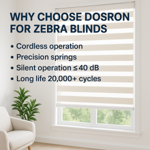 R38 Customized Cordless Spring Systems for Zebra Blinds | Dosron Why Choose DOSRON for Zebra Blinds1