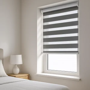Cordless Zebra Blind in Bedroom Cordless Zebra Blind in Bedroom