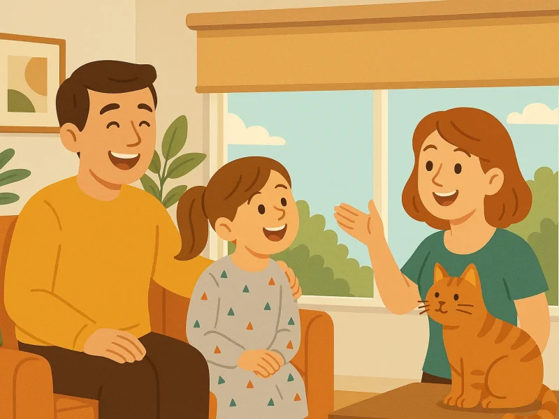 Family with Cordless Shade Family with Cordless Shade